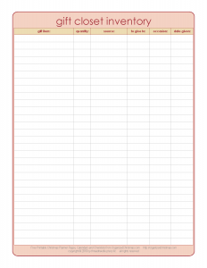 Gift Closet Inventory