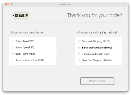 If the retailer uses Deliv, you will have the same-day delivery option.