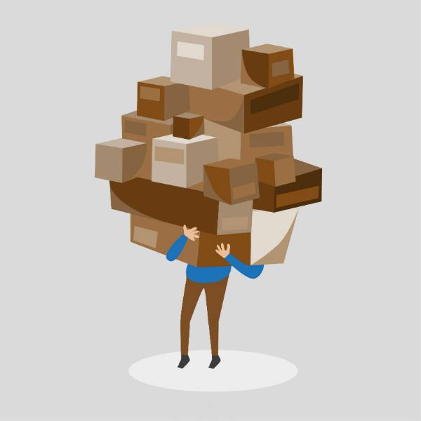 Man holding up boxes